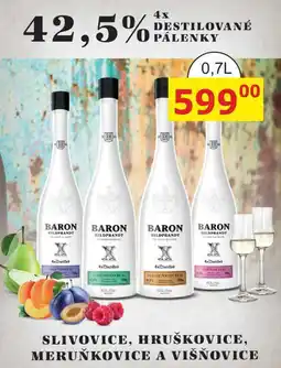 BENE Nápoje BARON SLIVOVICE, HRUŠKOVICE, MERUŇKOVICE A VIŠŇOVICE 0,7l nabídka