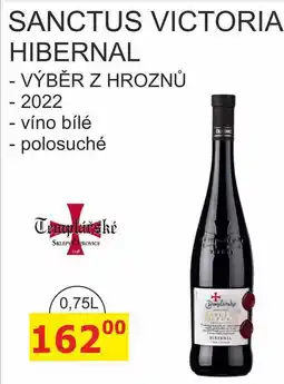BENE Nápoje Templářské sklepy 0,75l SANCTUS VICTORIA HIBERNAL nabídka