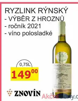 BENE Nápoje ZNOVÍN 0,75L RYZLINK RÝNSKÝ nabídka