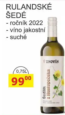 BENE Nápoje ZNOVÍN 0,75L RULANDSKÉ ŠEDÉ nabídka