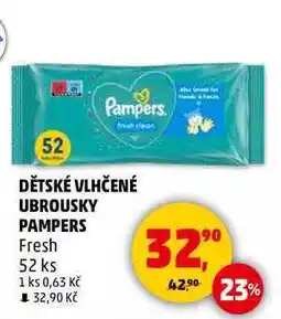Penny Market DĚTSKÉ VLHČENÉ UBROUSKY PAMPERS Fresh, 52 ks nabídka