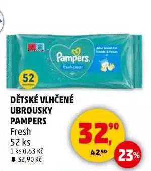 Penny Market DĚTSKÉ VLHČENÉ UBROUSKY PAMPERS Fresh, 52 ks nabídka