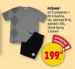 Penny Market PYŽAMO 65% polyester + 35% bavlna, vel. dámské M-XL, pánské L-XXL, různé barvy, 1 balení nabídka
