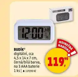 Penny Market BUDÍK digitální, cca 4,5 x 14 x 7 cm, černá/bílá barva, na 3 AAA baterie, 1 ks nabídka