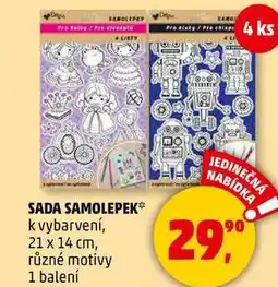 Penny Market SADA SAMOLEPEK k vybarvení, 21 x 14 cm, různé motivy, 1 balení nabídka