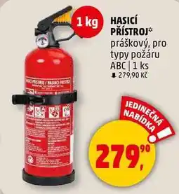 Penny Market HASICÍ PŘÍSTROJ práškový, pro typy požáru ABC, 1 ks nabídka