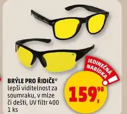 Penny Market BRÝLE PRO ŘIDIČE lepší viditelnost za soumraku, v mlze či dešti, UV filtr 400, 1 ks nabídka