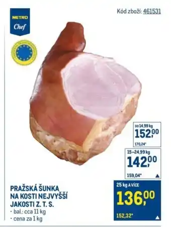 Makro Pražská šunka na kosti nejvyšší jakosti z. t. s. nabídka