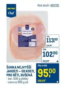 Makro Šunka nejvyšší jakosti – od kosti, pro děti, dušená nabídka