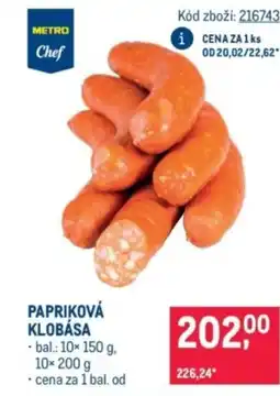 Makro Papriková klobása nabídka