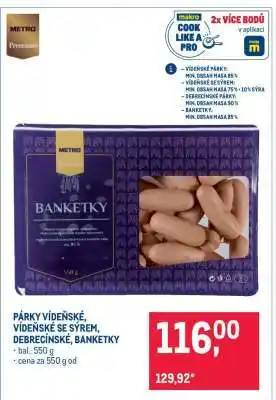 Makro PÁRKY VÍDEŇSKÉ, VÍDEŇSKÉ SE SÝREM, DEBRECÍNSKÉ, BANKETKY nabídka