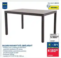 Makro BALSARIO RATANOVÝ STŮL OBDÉLNÍKOVÝ nabídka