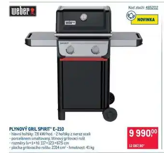 Makro PLYNOVÝ GRIL SPIRIT E-210 nabídka