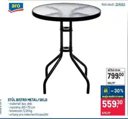 Makro STŮL BISTRO METAL/SKLO nabídka