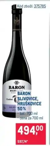 Makro Baron slivovice, hruškovice 50% nabídka