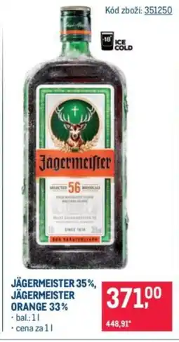 Makro JÄGERMEISTER 35%, JÄGERMEISTER Orange 33% nabídka