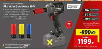 Lidl Parkside Performance Aku rázový utahovák 20 V nabídka
