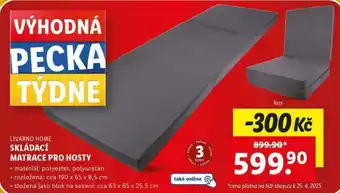 Lidl LIVARNO HOME SKLÁDACÍ MATRACE PRO HOSTY nabídka