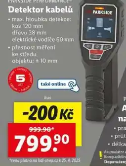 Lidl PARKSIDE PERFORMANCE Detektor kabelů nabídka