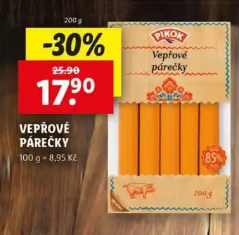 Lidl PIKOK VEPŘOVÉ PÁREČKY nabídka