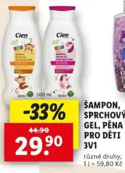Lidl Cien ŠAMPON, SPRCHOVÝ GEL, PĚNA PRO DĚTI 3V1 nabídka