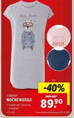 Lidl ESMARA NOČNÍ KOŠILE nabídka