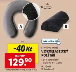 Lidl LIVARNO HOME VISKOELASTICKÝ POLŠTÁŘ nabídka
