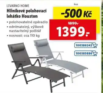 Lidl LIVARNO home Hliníkové polohovací lehátko Houston nabídka
