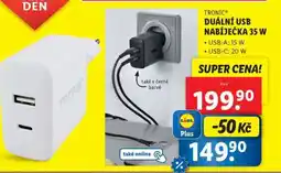 Lidl TRONIC Duální USB nabíječka 35 W nabídka