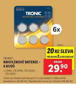 Lidl TRONIC KNOFLÍKOVÉ BATERIE - 6 KUSŮ nabídka
