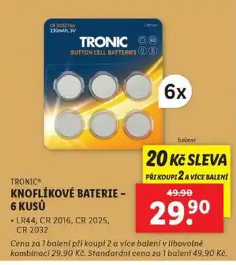 Lidl TRONIC KNOFLÍKOVÉ BATERIE - 6 KUSŮ nabídka