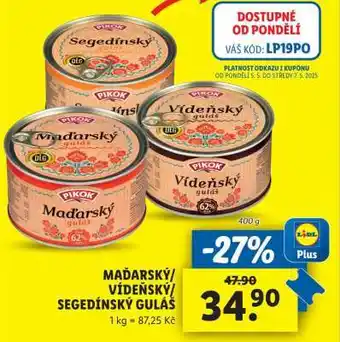 Lidl MAĎARSKÝ VÍDEŇSKÝ SEGEDÍNSKÝ GULÁŠ nabídka