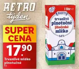 Lidl Trvanlivé mléko plnotučné 1l nabídka