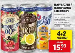 Lidl Zlatý Bažant / Zlatopramen Radler 0,0 % nabídka