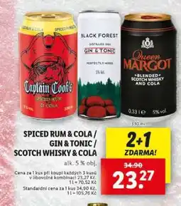 Lidl SPICED RUM & COLA / GIN & TONIC / SCOTCH WHISKY & COLA nabídka