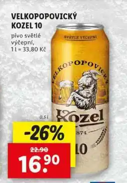 Lidl Velkopopovický Kozel 10 nabídka