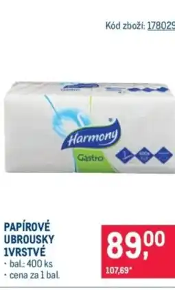 Makro Papírové ubrousky 1vrstvé nabídka