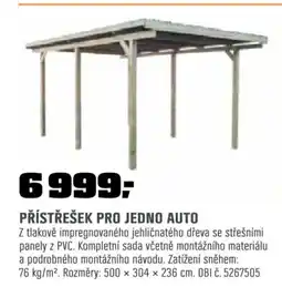 OBI Přístřešek pro jedno auto nabídka