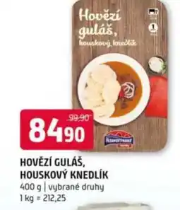 Terno Hovězí guláš, houskový knedlík nabídka