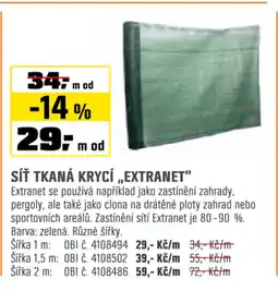 OBI Síť tkaná krycí „extranet” nabídka