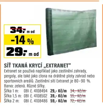 OBI Síť tkaná krycí „extranet” nabídka
