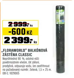 OBI „floraworld" balkónová zástěna classic nabídka