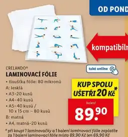 Lidl Laminovací fólie nabídka