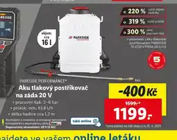 Lidl Aku tlakový postřikovač na záda 20 v nabídka