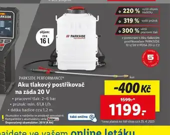 Lidl Aku tlakový postřikovač na záda 20 v nabídka