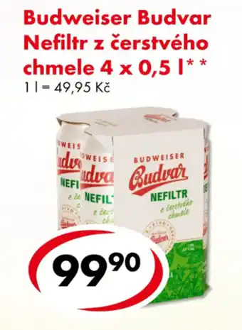 CBA Budweiser Budvar Nefiltr z čerstvého chmele nabídka