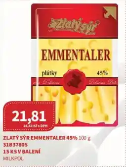 Kubík potraviny Zlatý sýr emmentaler 45% nabídka