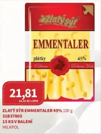 Kubík potraviny Zlatý sýr emmentaler 45% nabídka