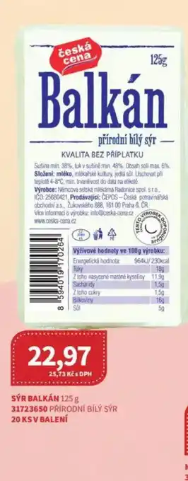 Kubík potraviny Sýr Balkán nabídka