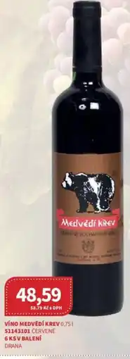 Kubík potraviny Víno medvědí Krev nabídka